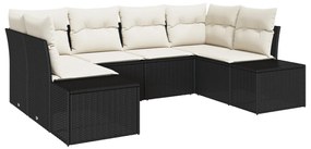 Kerti Kanapé Szett 6 pcs Fekete és krémszínű 234 x 154 x 85 cm
