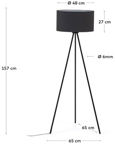 Fekete állólámpa textil búrával (magasság 157 cm) Ikia – Kave Home