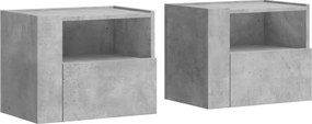 vidaXL 2 db betonszürke falra szerelhető éjjeliszekrény 45x30x35 cm
