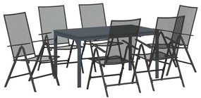vidaXL Kert étkező szett 7 pcs Antracit Porfestett acél