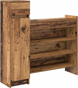 vidaXL Cipőszekrény fiókkal Öreg fa 100,5 x 28 x 100 cm Faanyag