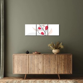 Kép - Rózsaszín virágos absztrakció N⁰3 (órával) (90x30 cm)