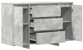 Oldalszekrény Beton Szürke 120x41x75 cm Műanyag Fa