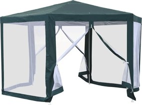 Kerti pavilon sátor, 3,9x2,5x3,9m, zöld/fehér, RINGE TYP 1+6 oldal