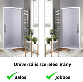 Stuxi Torino 80 cm széles nyílóajtós zuhanyajtó 6 mm vastag vízlepergető biztonsági üveggel, króm elemekkel, 200 cm magas
