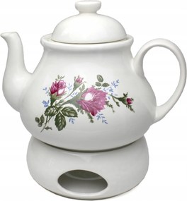 Kerámia vízforraló 1,2 l melegítővel rózsa piros