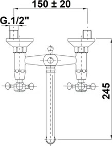 , ANTEA fali csaptelep, felső konzol, króm/arany, 3362