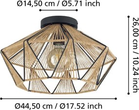 EGLO 43775 ADWICKLE Vintage Mennyezeti Lámpák Bézs, Fekete E27 IP20