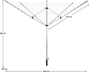 Kerti ruhaszárító, ezüst/fekete, 50 m, ROTARY NEW TYP 1
