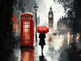 Vászonkép Canvas Város London Séta Eső Nő Esernyő 100x75