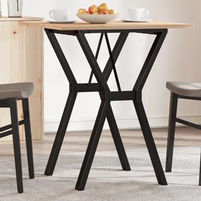 Tömör fenyőfa és acél étkezőasztal Y-vázzal 70x70x75 cm
