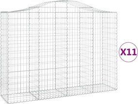 vidaXL 11 db íves horganyzott vas gabion kosár 200x50x140/160 cm