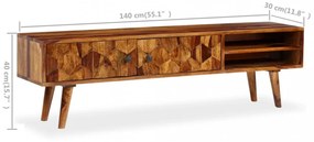 tömör akácfából TV-szekrény 140 x 30 x 40 cm