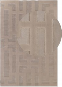 Nappali szőnyeg 160x235cm, plüss bézs haj, modern 3D minta