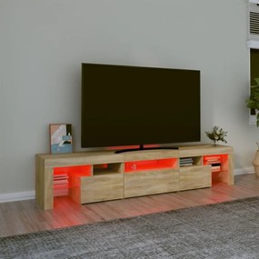 sonoma tölgy színű TV-szekrény LED-lámpákkal 200x36,5x40 cm