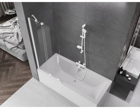 Mexen Velar, 2 szárnyas eltolható kádparaván 80 x 150 cm, 8mm átlátszó üveg, fehér profil, 896-080-000-01-20
