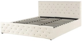 Franciaágy 180 cm AMESIA (bézs) (ágyráccsal és tárolóhellyel). 1023466