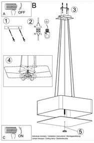 Sollux SL.0774 - Csillár zsinóron LOKKO 5xE27/60W/230V 45 cm fekete