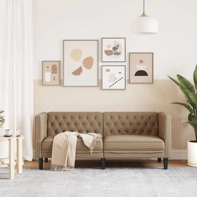 kétszemélyes kávészínű műbőr Chesterfield kanapé