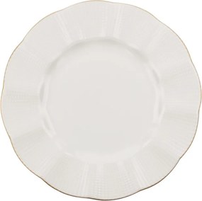 Tányérkészlet porcelán, krém-arany, 24 darabos