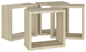 4 db sonoma-tölgyszínű fali kockapolc 30 x 15 x 30 cm
