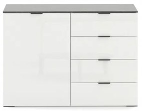 Stone 4 fiókos, 1 ajtós komód fehér 120cm