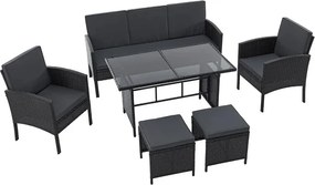 Juskys Rattan szett Turin - fekete