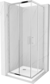 Mexen Rio négyzet alakú zuhanykabin 90 x 90 cm, 5 mm-es üveg, króm profil-átlátszó üveg + vékony zuhanytálca 5 cm, 860-090-090-01-00-4010