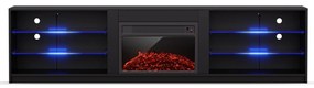 Perth Medium Lowboard TV-szekrény elektromos kandallóval, 160 x 40 x 30 cm, LED