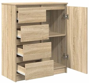 sonoma tölgy szerelt fa tálalószekrény fiókos 71x35x84 cm