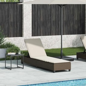 barna polyrattan napozóágy párnákkal 55x200x25,5 cm