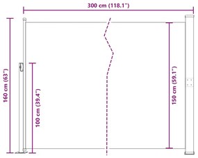 veranda, terasz válaszfal 160 x 300 cm piros