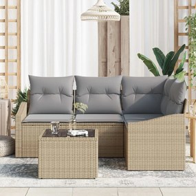 5 részes Kert Kanapészett Párnákkal Fekete Poli Rattan