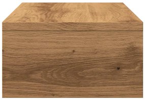 Kézműves tölgy színű szerelt fa monitorállvány 42x24x13 cm