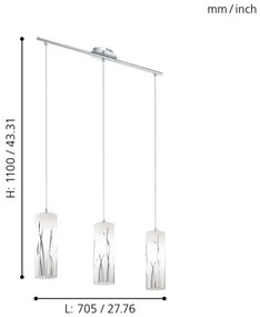 Eglo 92741 - Mennyezeti függesztékes lámpa RIVATO 3xE27/60W/230V