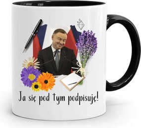 Andrzej Duda Elnök Fekete Bögre Ajándék fényképes nyomtatással