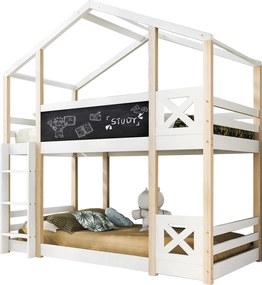 Gyerekágy Emeletes ágyak Faház 90x200cm Létrával