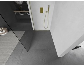 Mexen Kioto, Walk-In típusú zuhanyfalak 85 x 200 cm, 8 mm átlátszó üveg, arany matt profil, 800-085-101-55-00