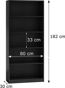 R80 polcos szekrény, fekete