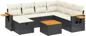 vidaXL 8 részes fekete polyrattan kerti ülőgarnitúra párnákkal