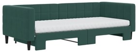sötétzöld kihúzható bársony heverő matraccal 90 x 200 cm