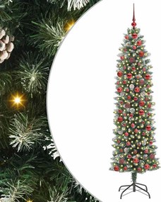 vidaXL Mű Karcsú Karácsonyi Fa 300 LED-del Zöld és Fehér 180 cm
