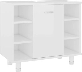 vidaXL magasfényű fehér szerelt fa fürdőszobaszekrény 60x32x53,5 cm