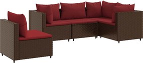 vidaXL 5 részes barna polyrattan kerti ülőgarnitúra párnákkal