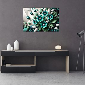 Kép - 3D türkiz virágok (90x60 cm)