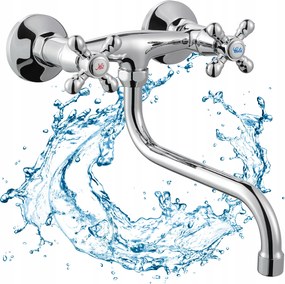 Konyhai Mosogató Csaptelep Fali Diamond Retro Króm Sárgaréz Mosogató