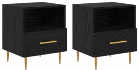 Éjjeli asztal fiókkal 2 pcs Fekete 40 x 35 x 47.5 cm Faanyag