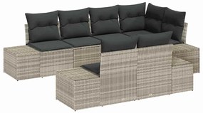 vidaXL Kerti Kanapé Szett tárolóval 7 pcs Világosszürke polirattan