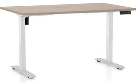 Állítható magasságú asztal OfficeTech B, 120 x 80 cm, fehér alap, tölgy