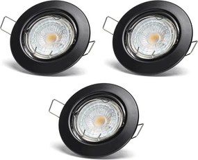 Aigostar - 3 darabos beépíthető LED lámpa szett, 1×GU10/4,5W/230V, 4000K, fekete